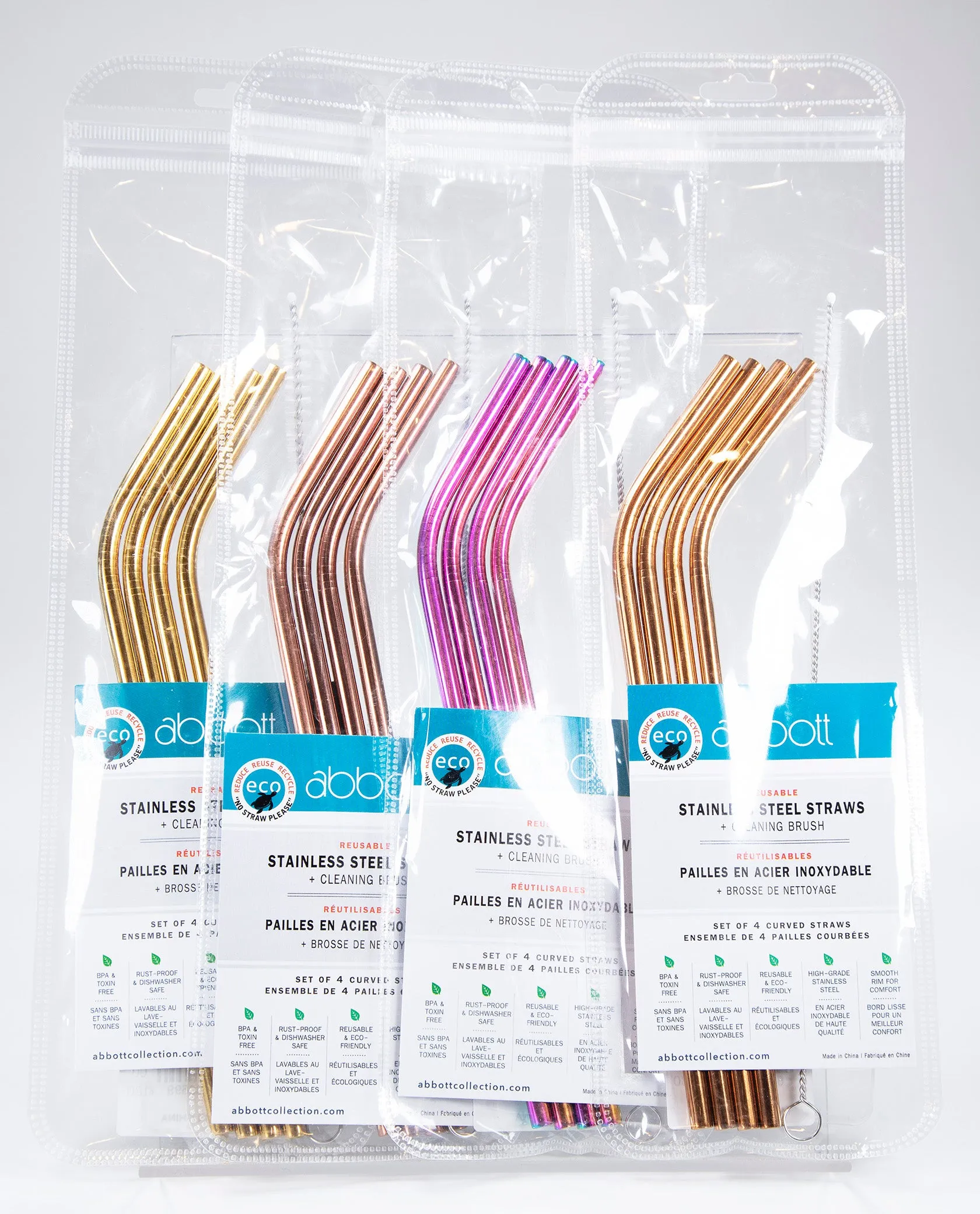 Reusable Bent Straws with Brush