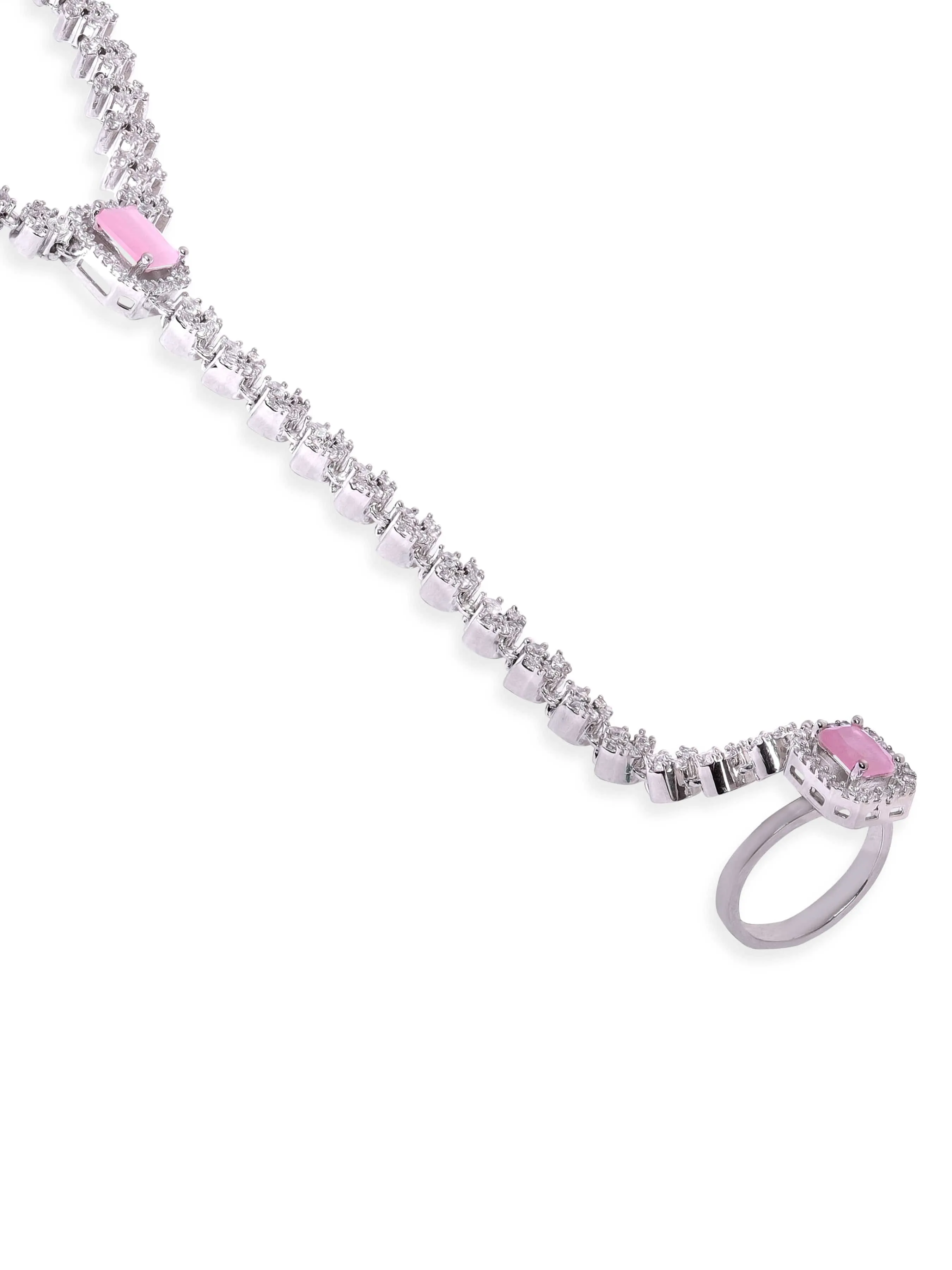 Rubans Rhodium Plated Zirconia Studded Fashionable Hath Phool
