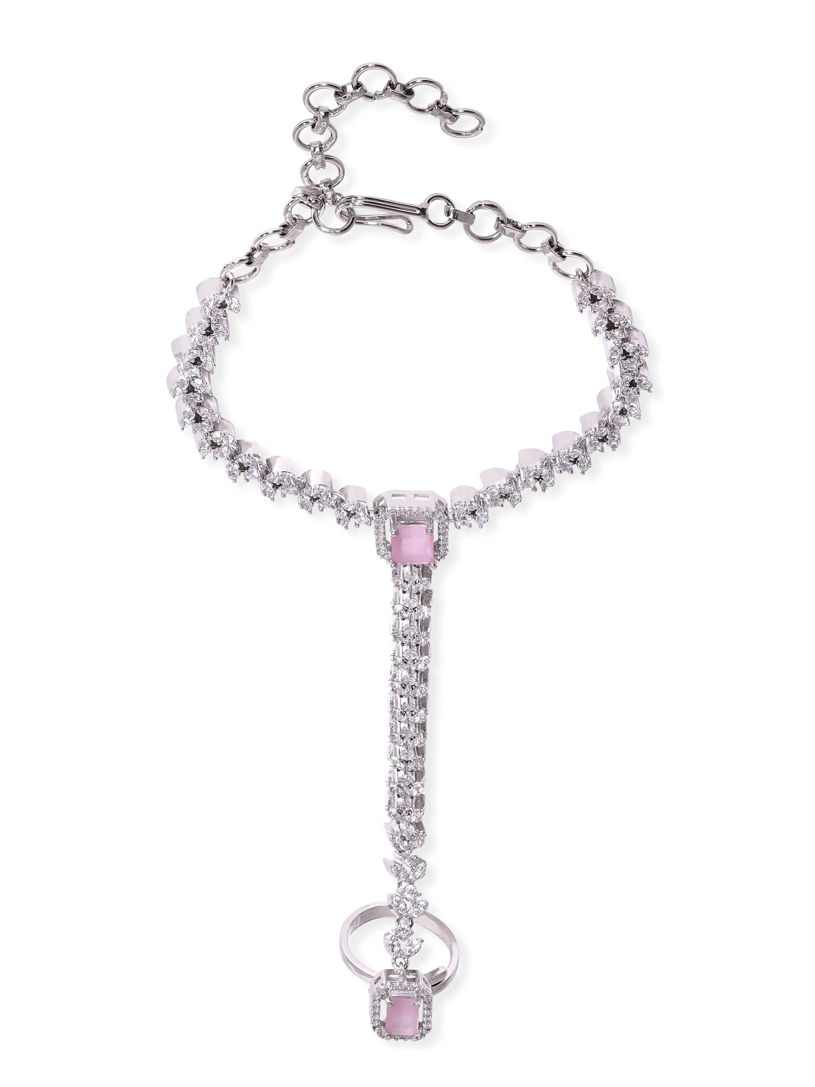Rubans Rhodium Plated Zirconia Studded Fashionable Hath Phool