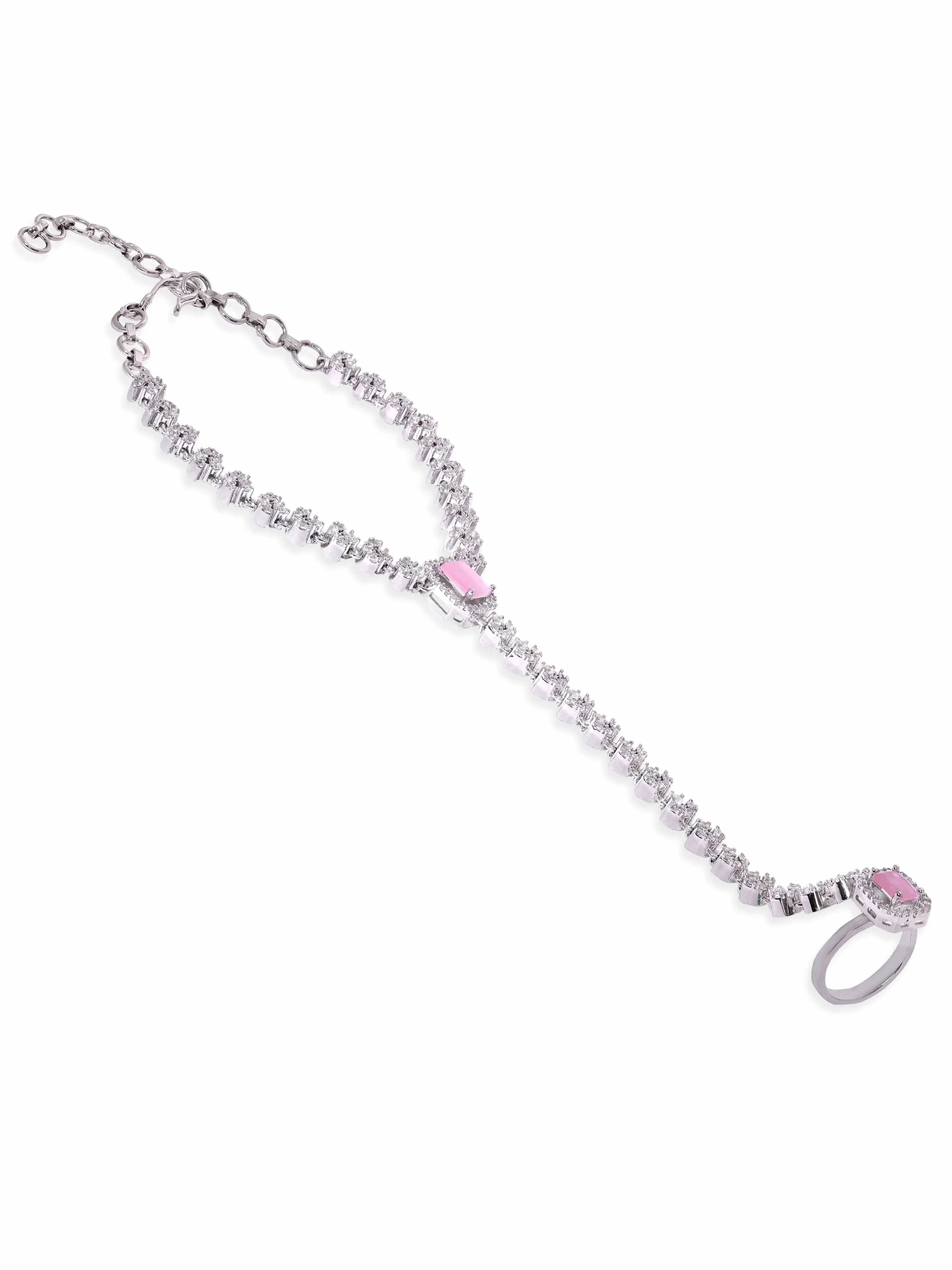 Rubans Rhodium Plated Zirconia Studded Fashionable Hath Phool