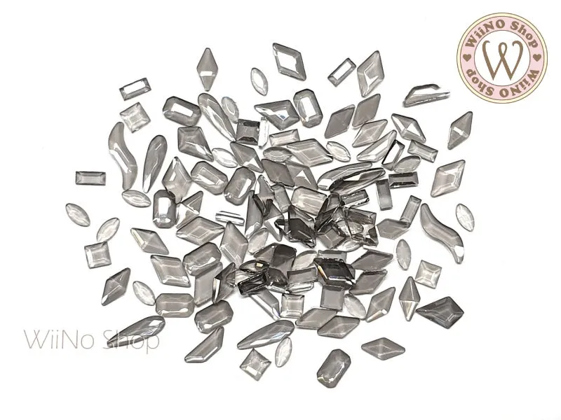 Smokey Gray Transparent Flatback Mix Crystals - 20 pcs
