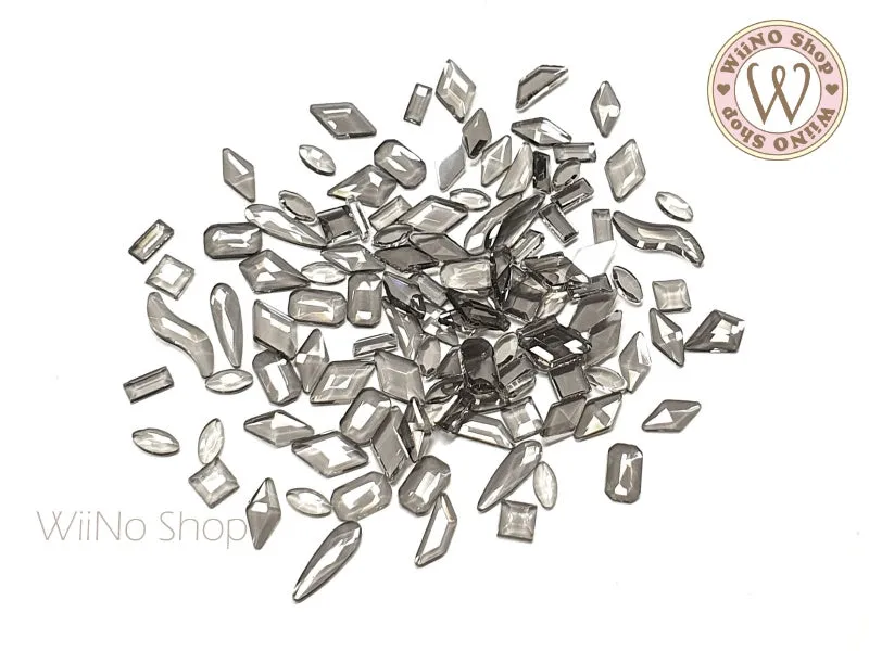 Smokey Gray Transparent Flatback Mix Crystals - 20 pcs