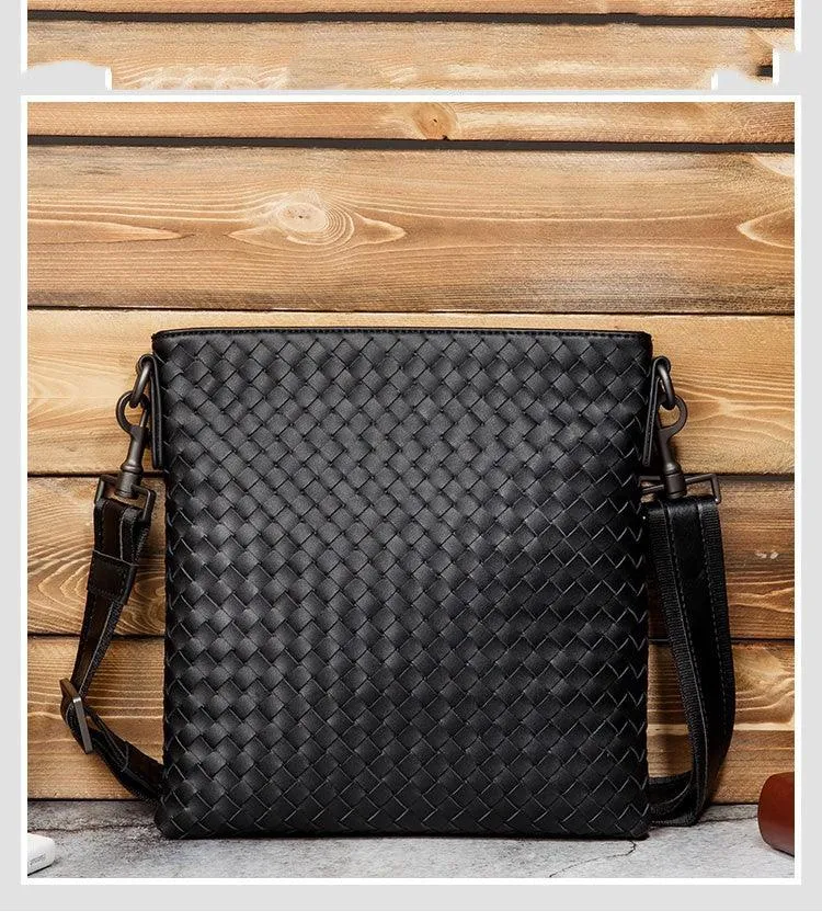 Vertical Top Leather Woven Fashionable Men's Bag