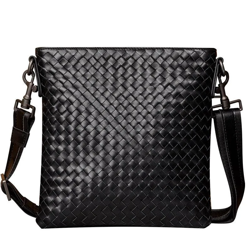 Vertical Top Leather Woven Fashionable Men's Bag
