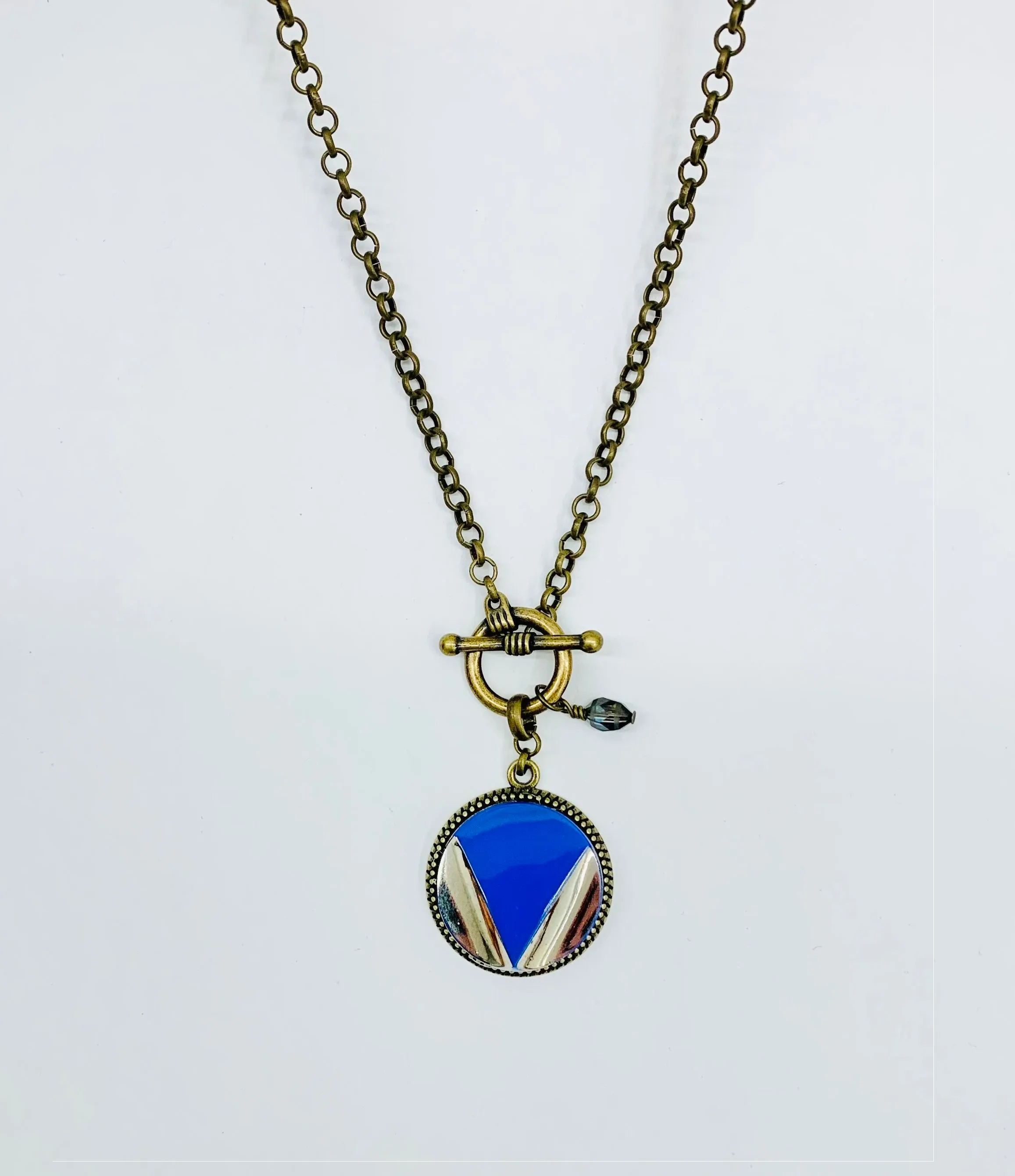 Vintage Button Toggle Necklace, 1930s by K. Ross Creations
