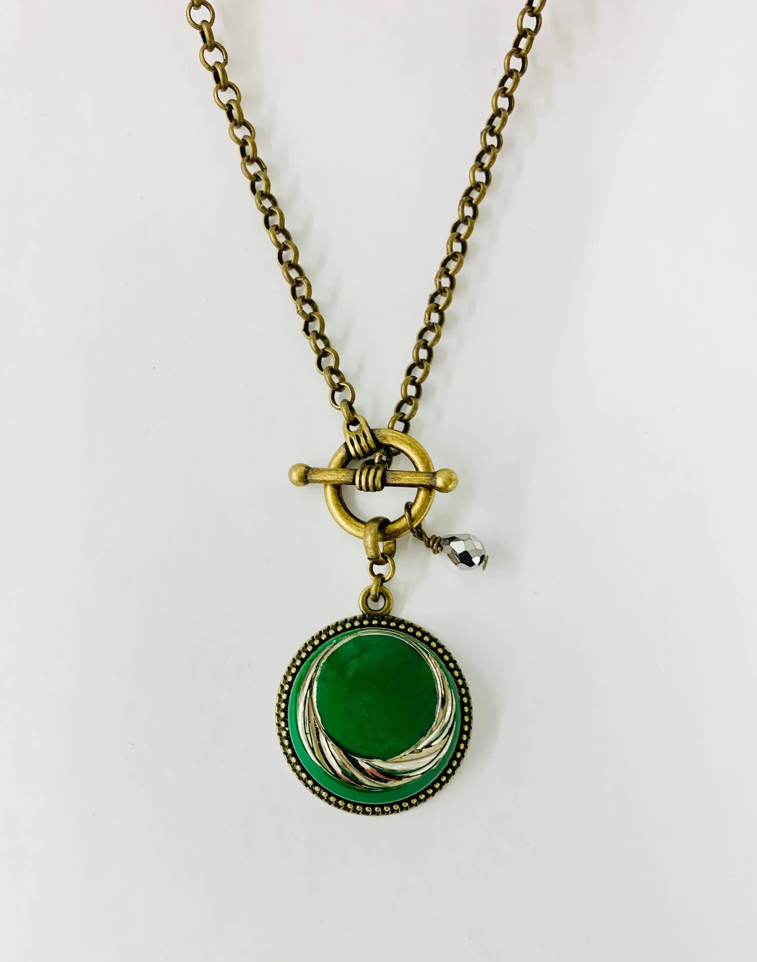 Vintage Button Toggle Necklace, 1930s by K. Ross Creations