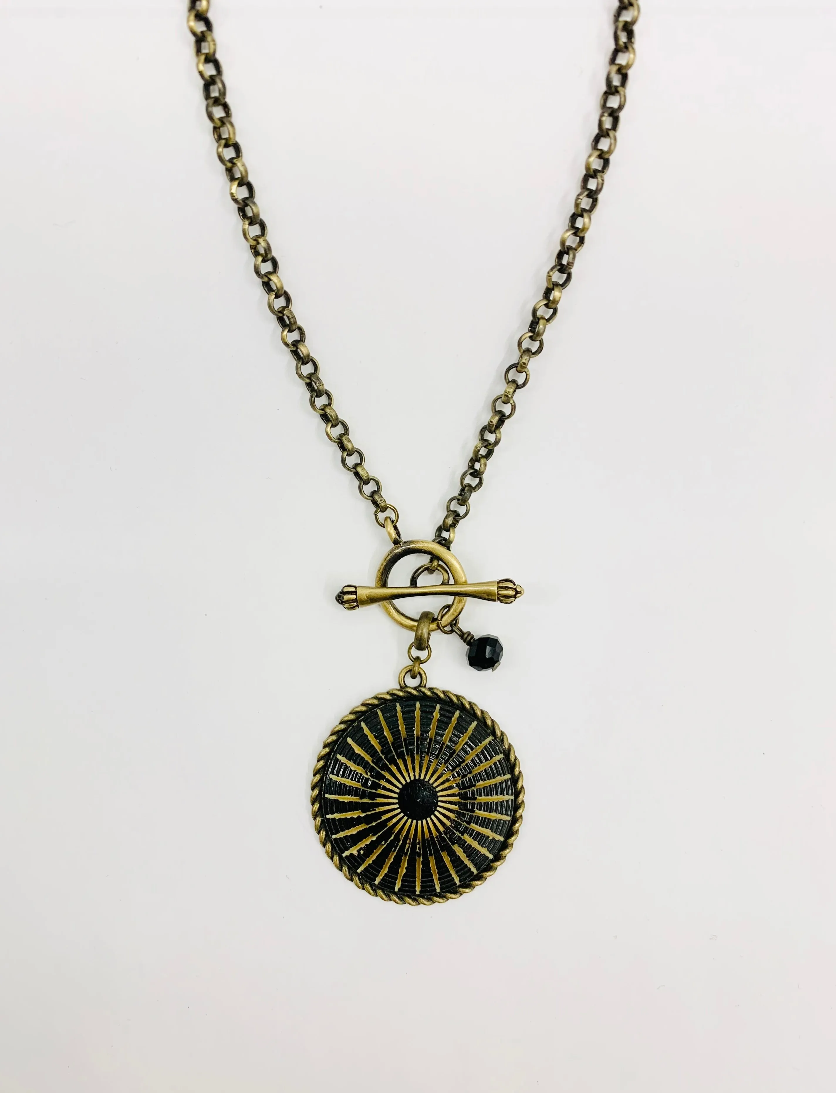 Vintage Button Toggle Necklace, 1930s by K. Ross Creations