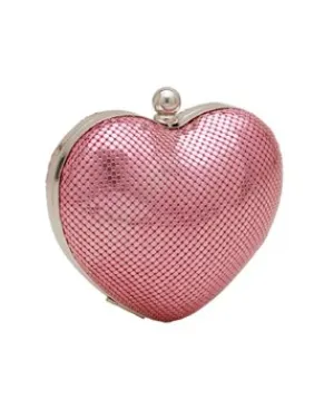 Whiting & Davis Heart Minaudiere Clutch in Pink